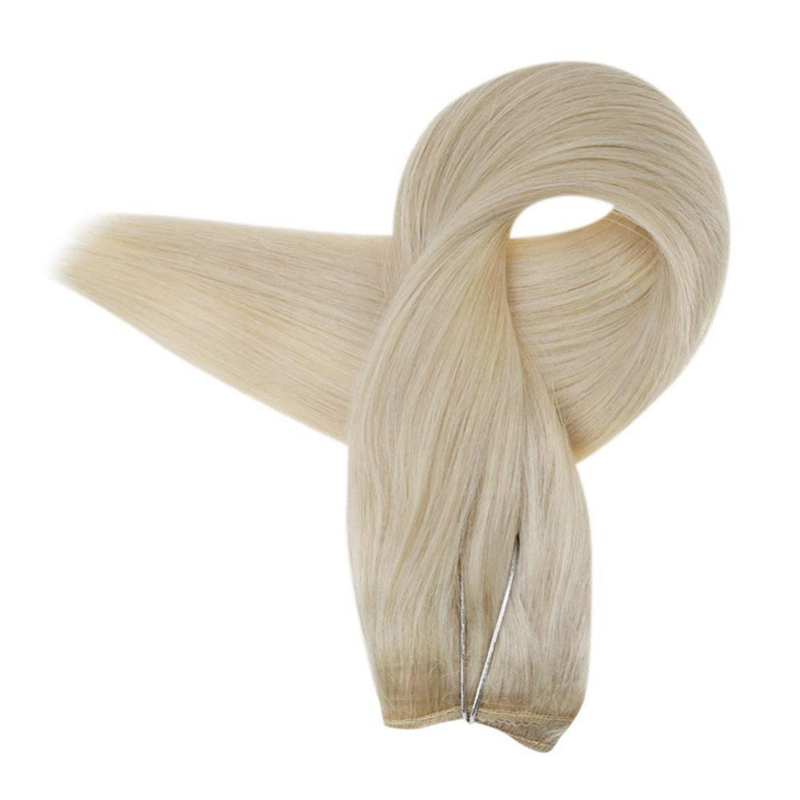 100% Human Hair Halo Extensions Platinum Blonde #60 100g Wire Extension