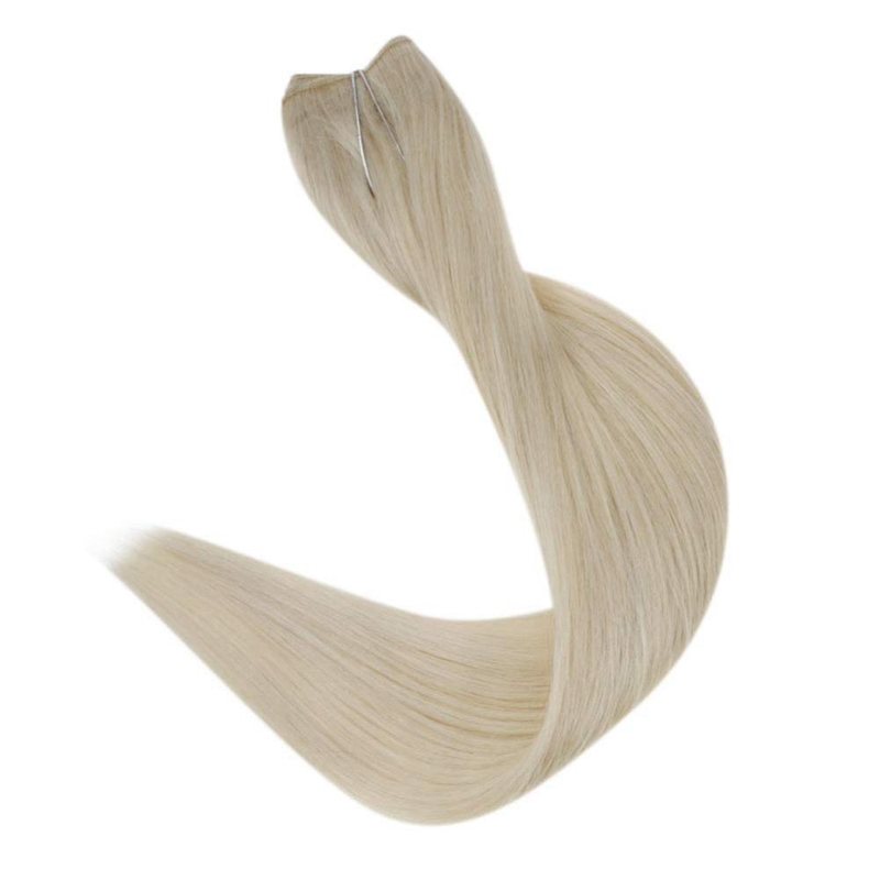100% Human Hair Halo Extensions Platinum Blonde #60 100g Wire Extension