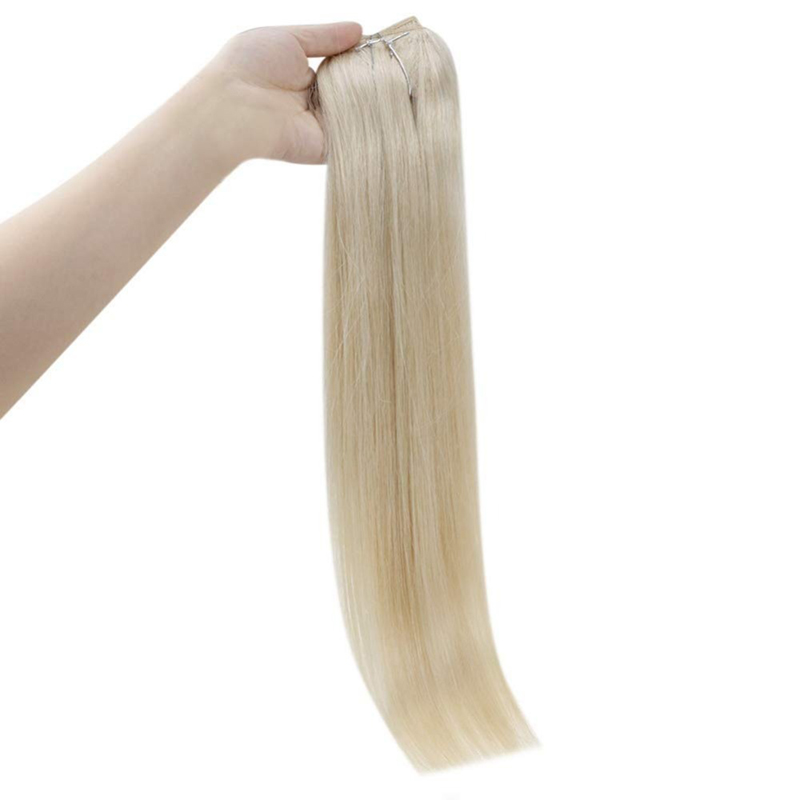 100% Human Hair Halo Extensions Platinum Blonde #60 100g Wire Extension