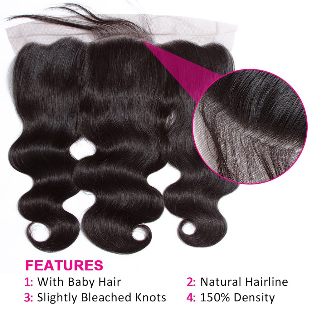 13x4 HD Lace Frontal Body Wave Closure 130% Density Virgin Human Hair