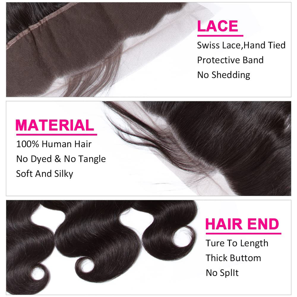 13x4 HD Lace Frontal Body Wave Closure 130% Density Virgin Human Hair