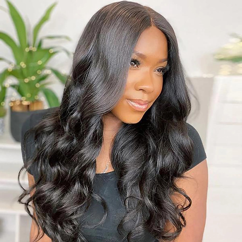 180% Front Lace Closure Wig Human Hair Body Wave Glueless Wigs Pre Plucked