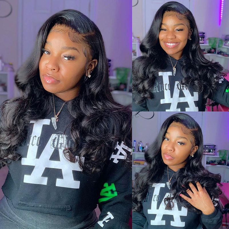 360 Lace Frontal Wigs Body Wave Human Hair With Baby Hair 180% Density