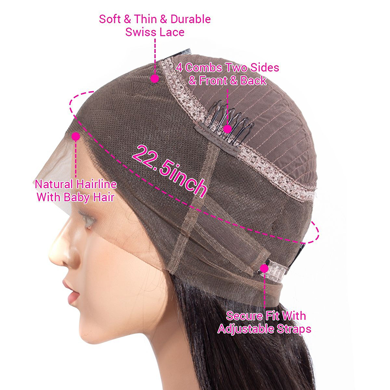 360 Lace Frontal Wigs Body Wave Human Hair With Baby Hair 180% Density