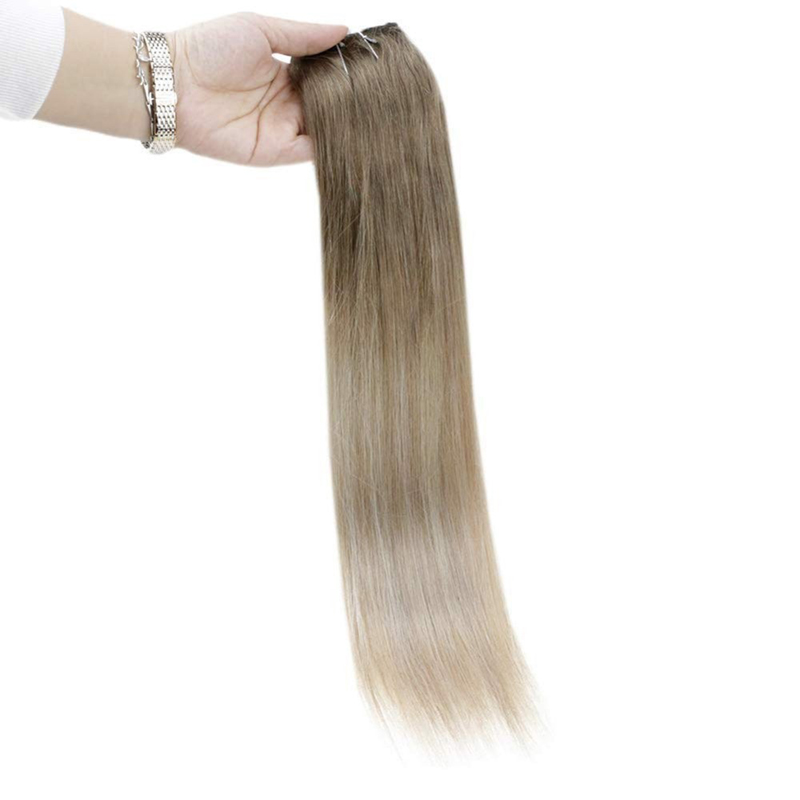 Balayage Halo Hair Extensions Human Hair Brown and Blonde #8/60/18