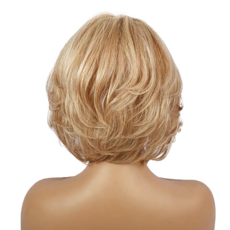 Blonde Wigs for Women Healthy Synthetic Fiber Layered Wig Side Part