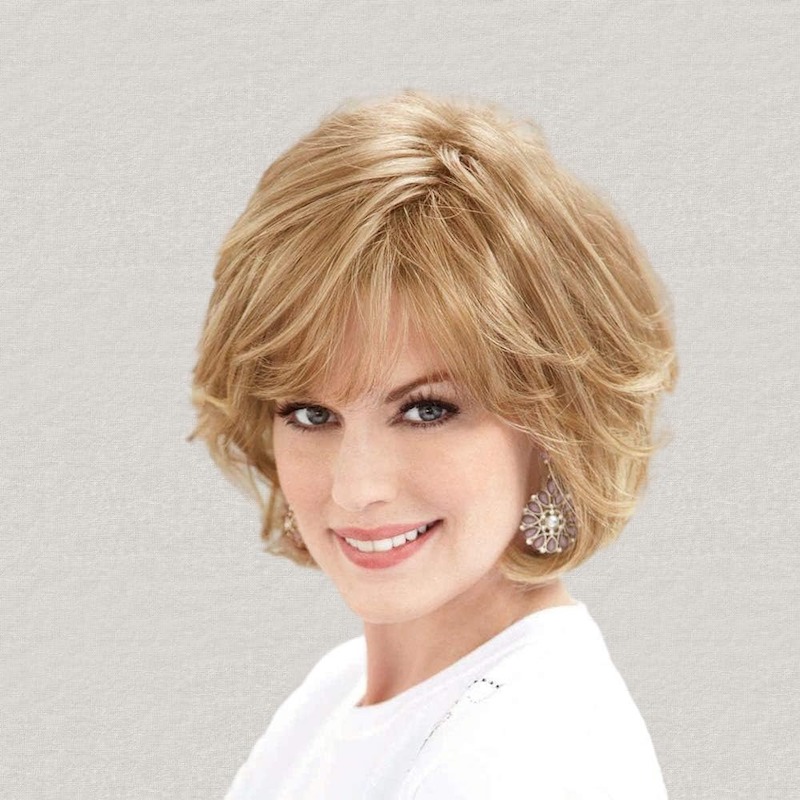 Blonde Wigs for Women Healthy Synthetic Fiber Layered Wig Side Part