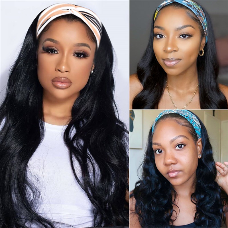 Body Wave Headband Wig Human Hair 150% Density 18 Inch Wear and Go
