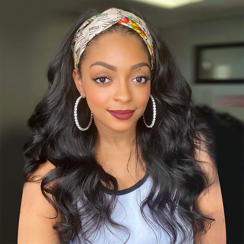 Body Wave Headband Wig Human Hair 150% Density 18 Inch Wear and Go