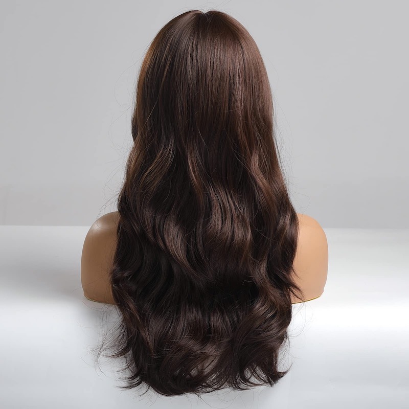 Brown Wig with Bangs Body Wave Wig Synthetic Wigs Natural Looking
