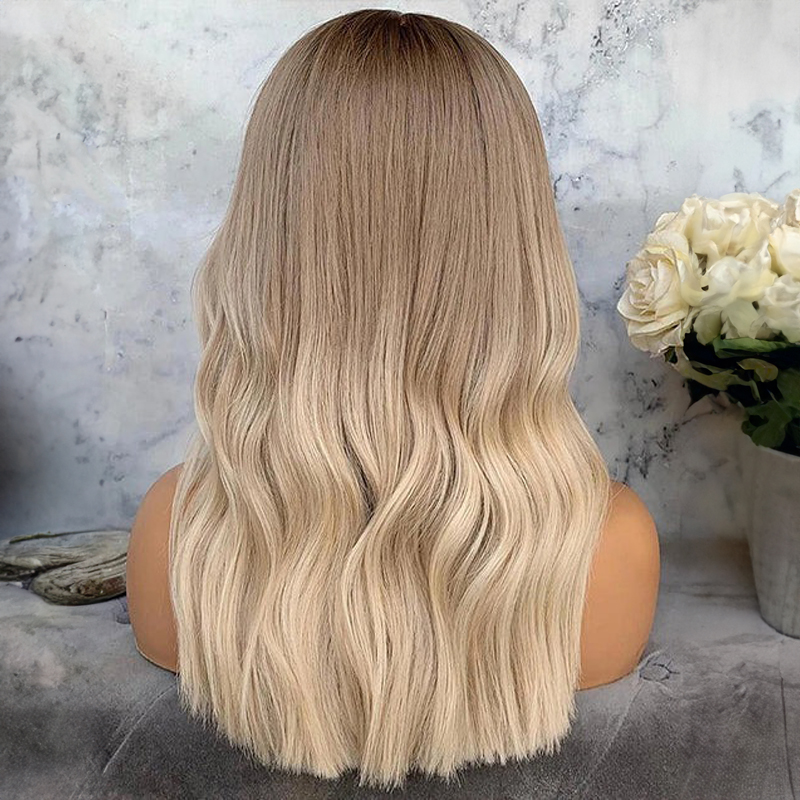 Highlight Ash Blonde Wavy 13x4 Lace Wig Glueless Front Lace Human Hair Wig