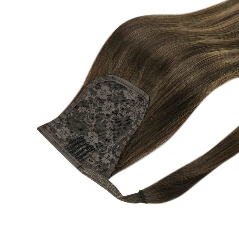 Human Hair Ponytail Extensions Balayage Highlights #2/8/2 100G Straight
