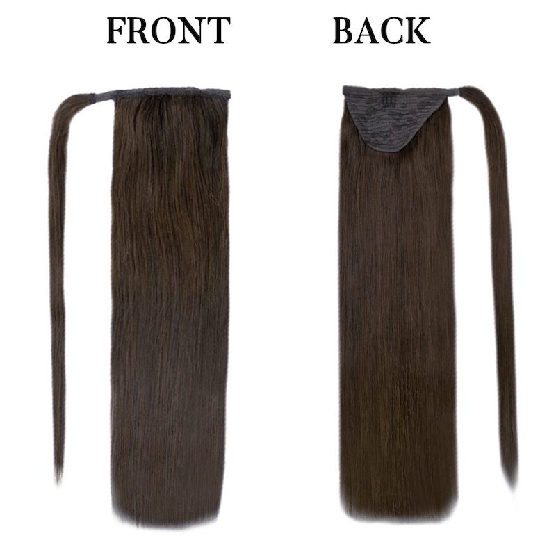 Human Hair Ponytail Extensions Wrap Around Clip In 100G #2 Darkest Brown