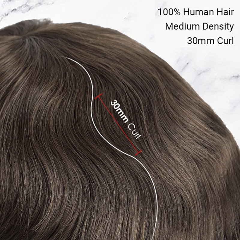 Human Hair Toupee Men Hair Pieces Replacement System Fine Mono with PU #1B