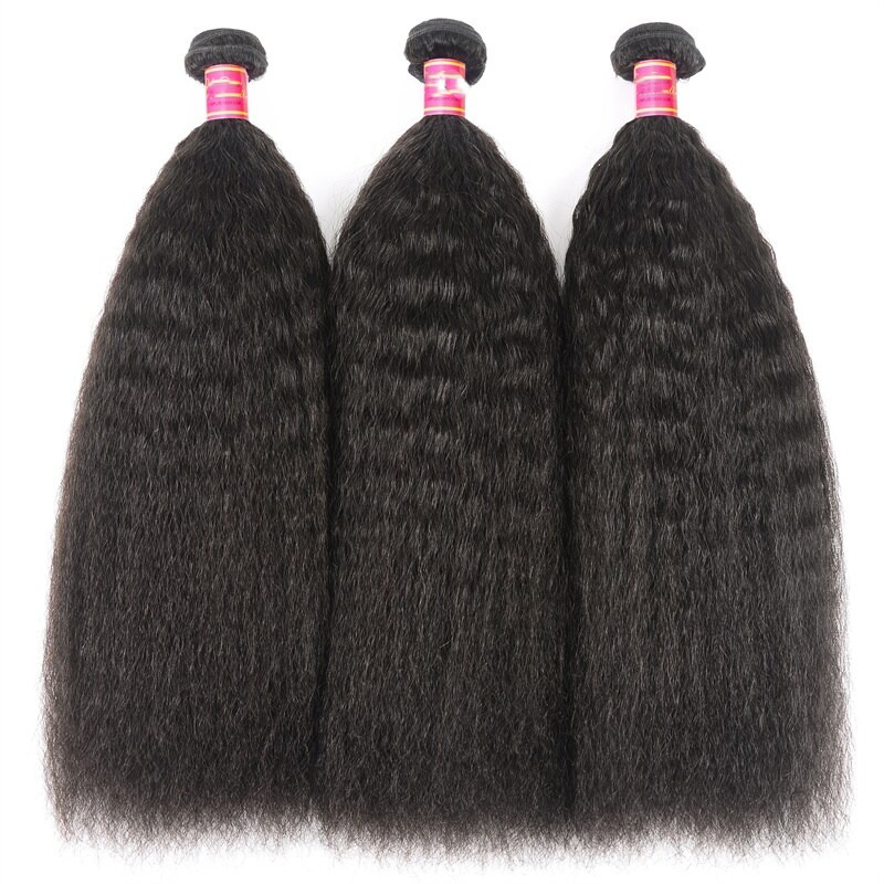 Kinky Straight Hair Weave 3 Bundles Virgin Human Hair Weft Extensions