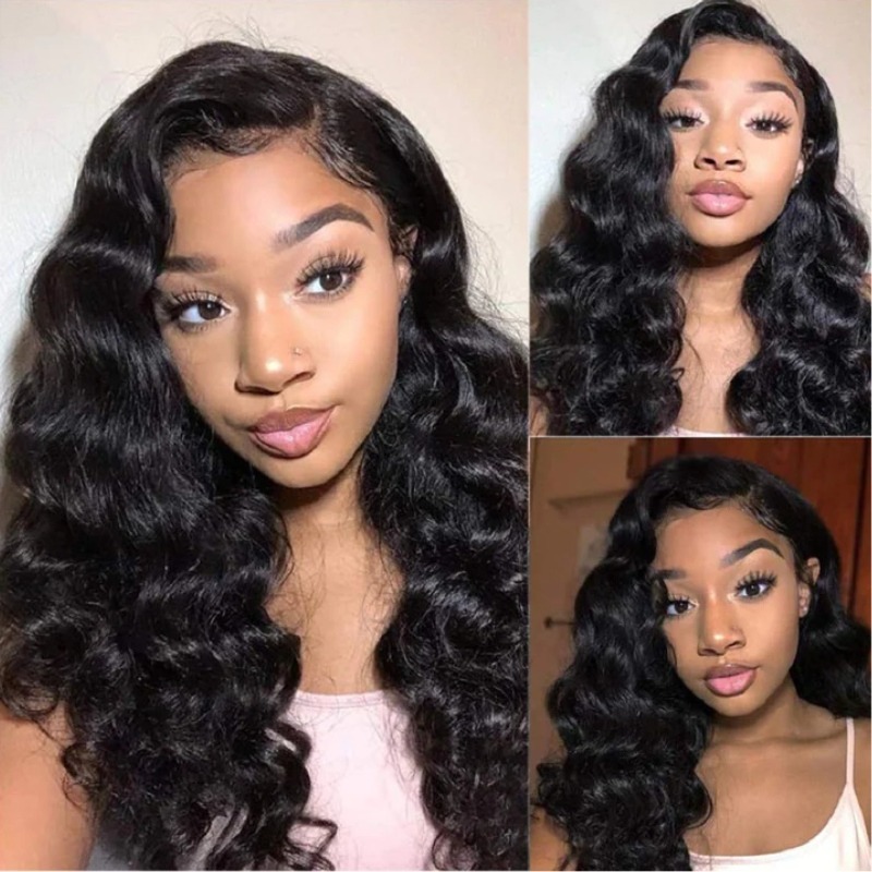 Loose Wave 13x4 Lace Front Deep Parting Wigs Pre Plucked with Baby Hair