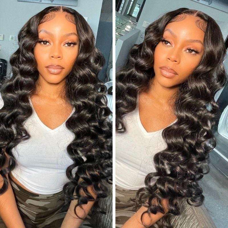 Loose Wave 13x4 Lace Front Deep Parting Wigs Pre Plucked with Baby Hair