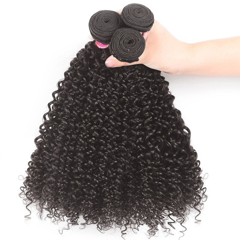 Kinky Curly Hair Weave 3 Bundles Human Hair Weft Extensions