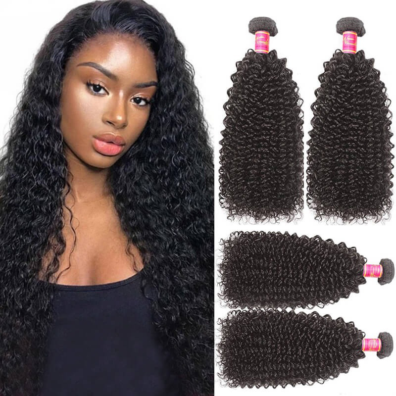 Kinky Curly Hair Weave 3 Bundles Human Hair Weft Extensions