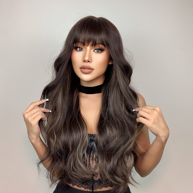 Ombre Brown Curly Wigs Synthetic Fiber Wigs Soft Natural Looking