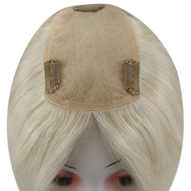 Platinum Blonde #60 Mono Human Hair Topper 3X5 Inch Hairpiece