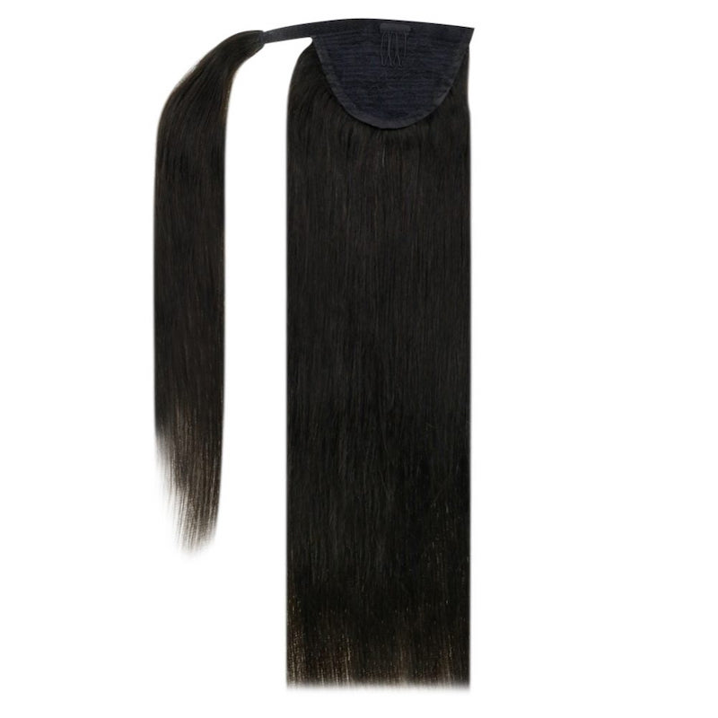 Ponytail Human Hair Clip in Hair Piece Ponytail Extension #1B Natural Black