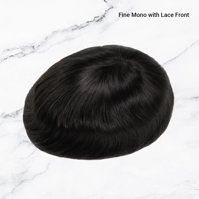 Premium Hair Toupee Fine Mono with Lace Front and Skin Men's Hair System