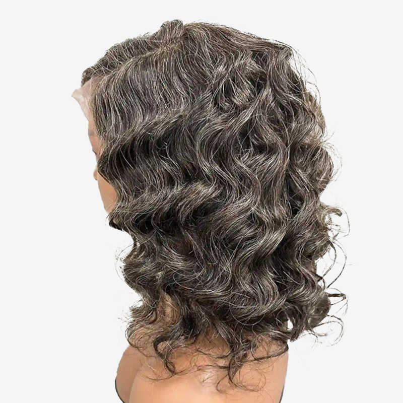Salt And Pepper Human Hair Wigs Short Bob Glueless Lace Wigs