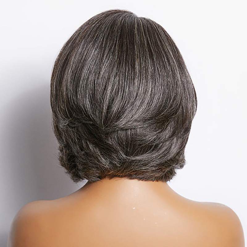 Salt & Pepper Side Part Bob Style Glueless 4x4 Closure Lace Wig
