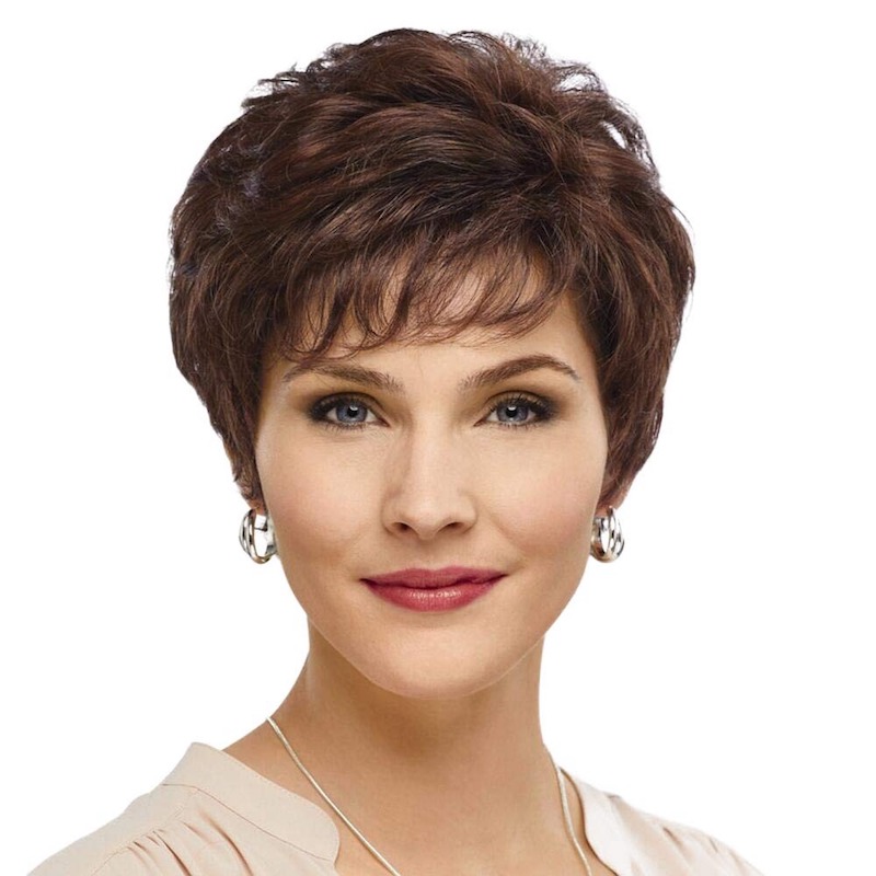 Short Brown Hair Wigs for Women Blend with Fiber Pixie Cut Wig