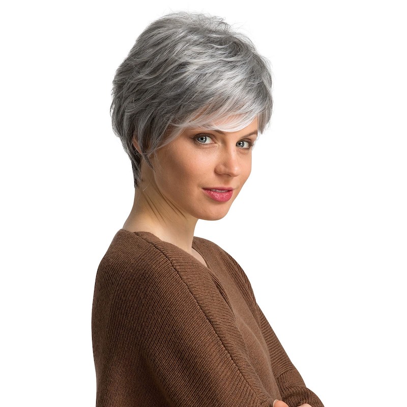 Short Grey Synthetic Hair Wigs for Women Natural Pixie Cut Daily Wigs