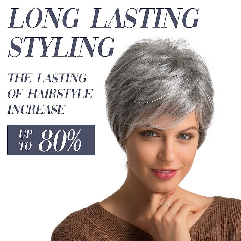 Short Grey Synthetic Hair Wigs for Women Natural Pixie Cut Daily Wigs