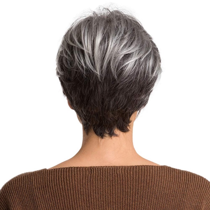 Short Grey Salt and Pepper Synthetic Wigs Pixie Cut Daily Wig