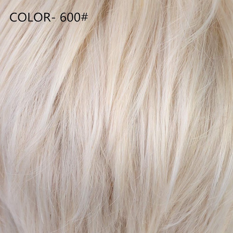 Short Platinum Blonde Synthetic Wigs Pixie Cut Wig With Bang