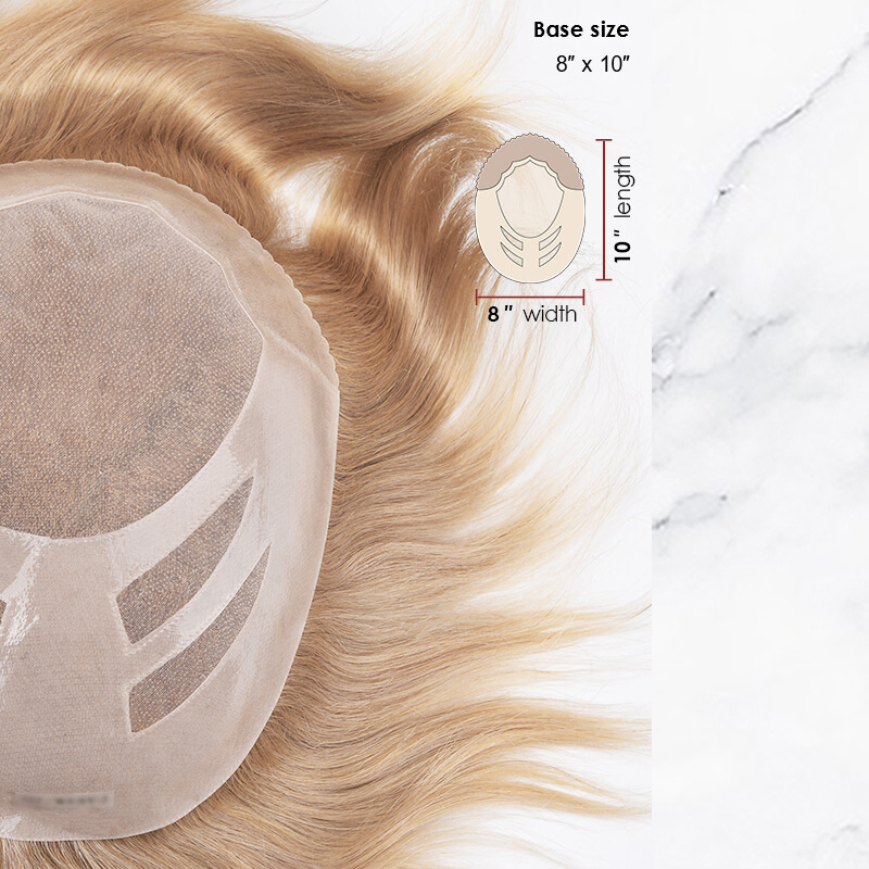 Stock Toupee Hair Piece Fine Mono with PU Perimeter and Cut Way Back Design