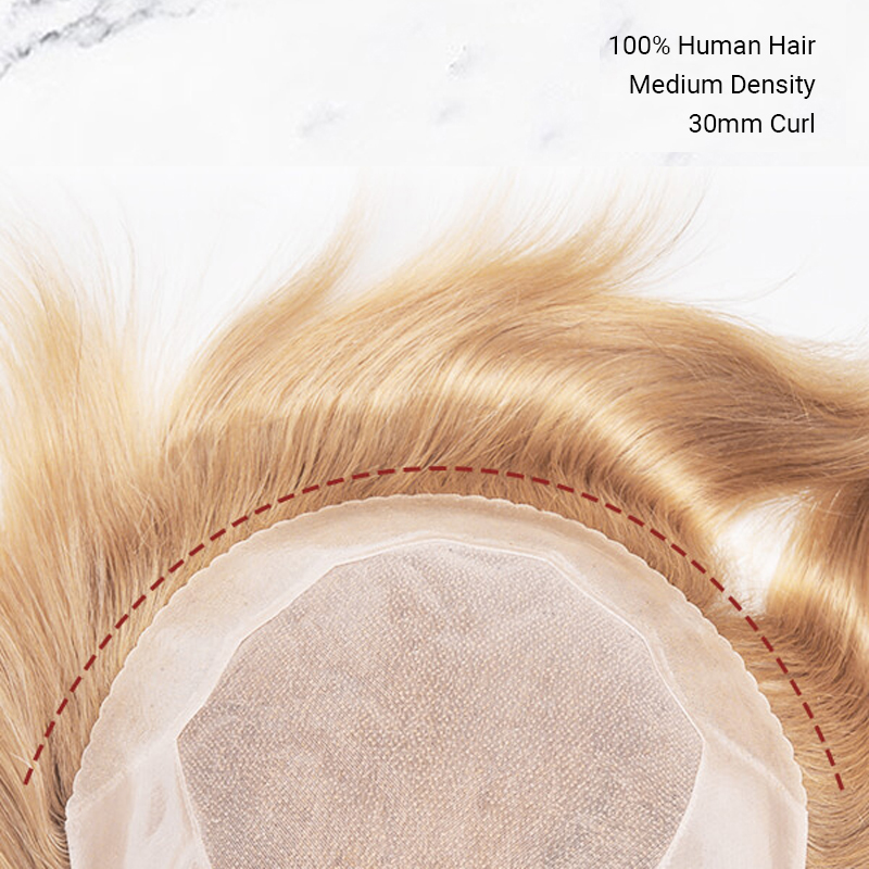 Stock Toupee Hair Piece Fine Mono with PU Perimeter and Cut Way Back Design