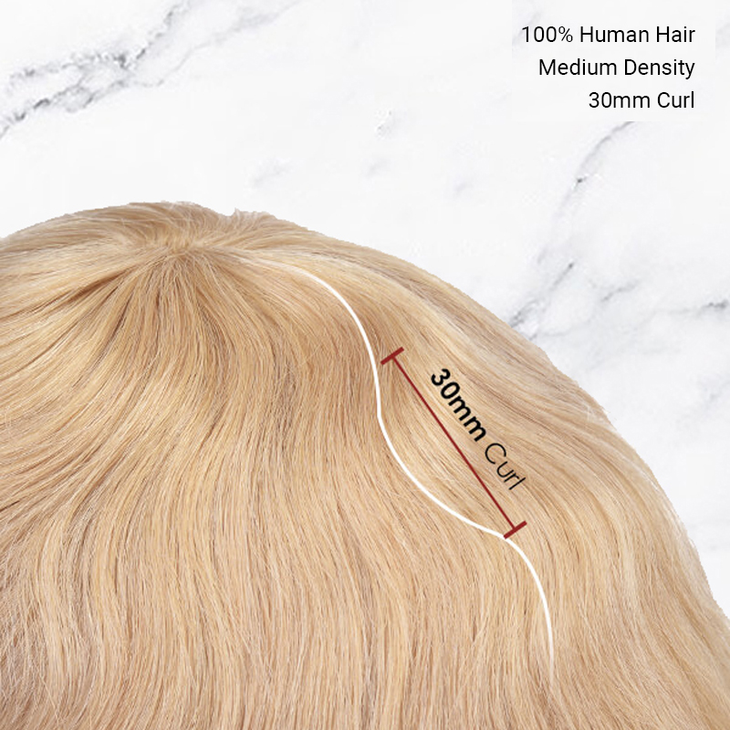 Stock Toupee Hair Piece Fine Mono with PU Perimeter and Cut Way Back Design