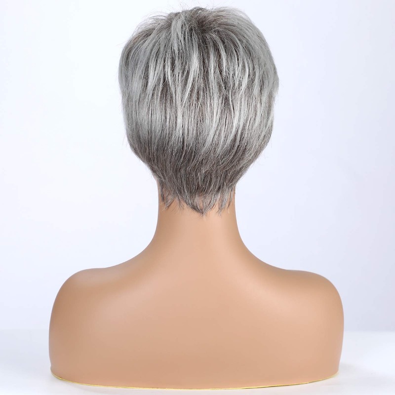 Stylish Short Grey Synthetic Wig for Women Pixie Cut Wig