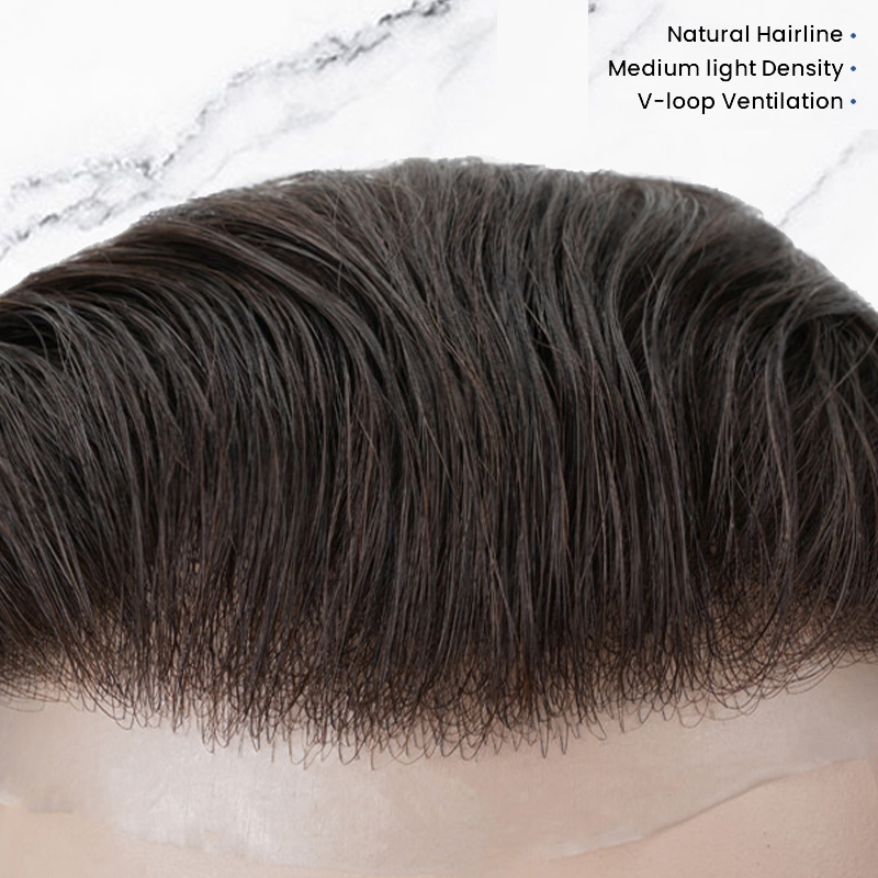 Super Thin Skin V-looped 0.06mm Hair Systems Stock Mens Hair Pieces