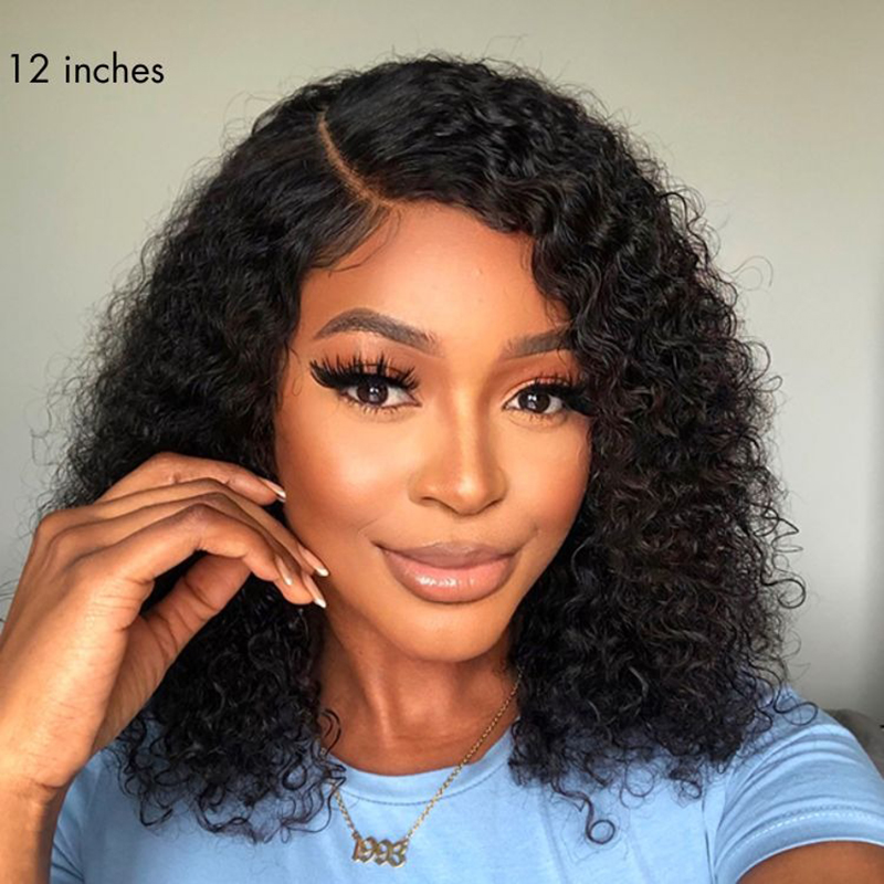 Water Wave 4x4 Closure Wigs Glueless Side Part Short Wig 100% Human Hair